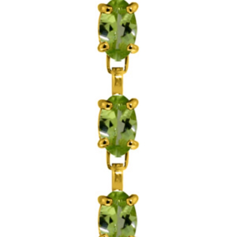 14K. SOLID GOLD TENNIS BRACELET WITH PERIDOTS - Picture 2 of 2
